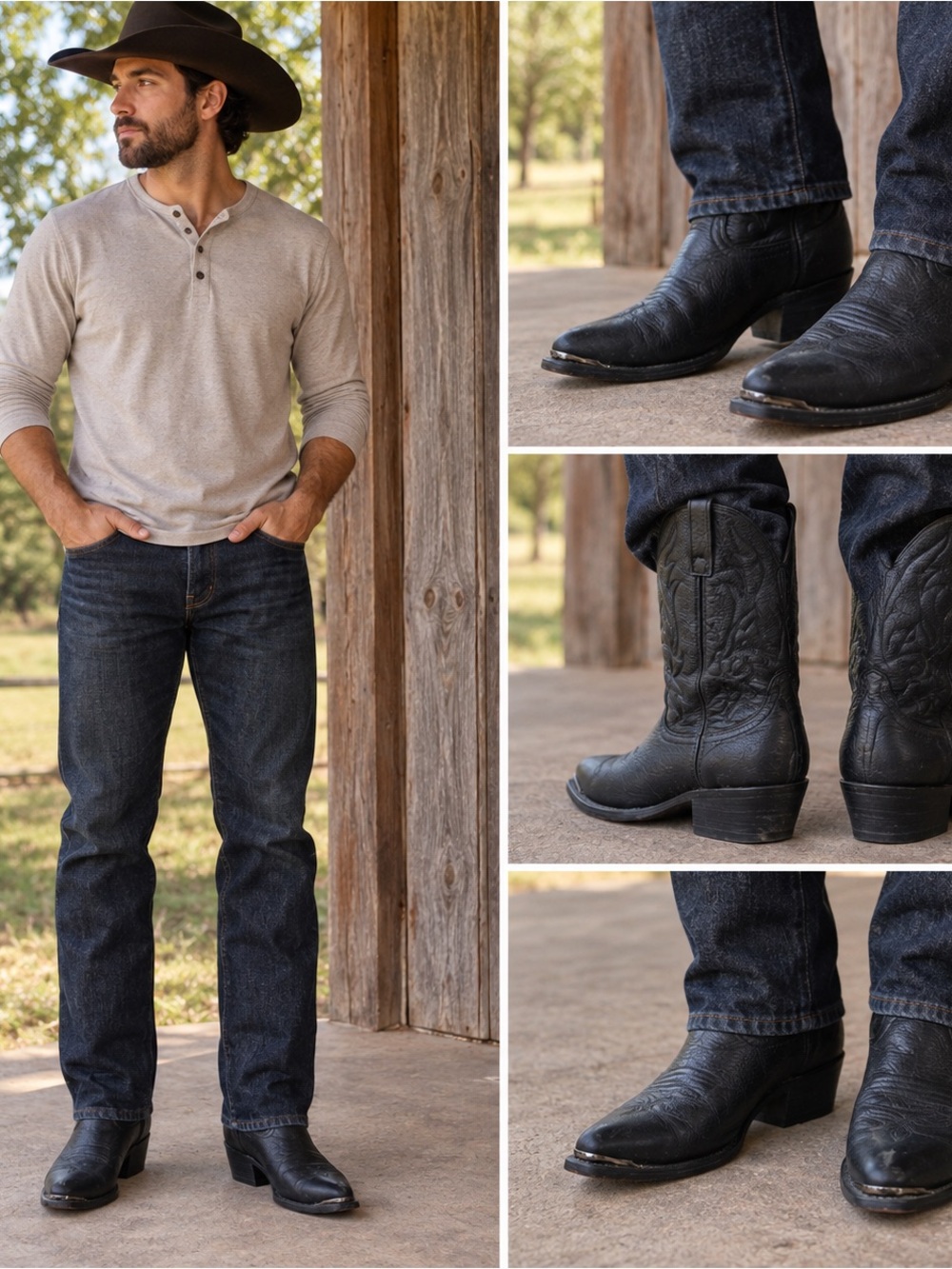 Masterson Boot Co Men’s 11 EW Black Leather Western Cowboy Boots RB885